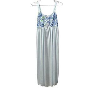 Cozee Corner Intimates Baby Blue Slip Satin Dress Midi Nightgown